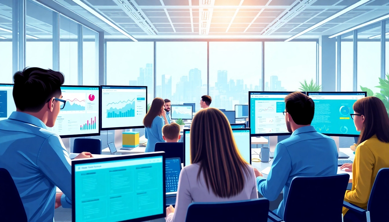 Explore effective enterprise search tools illustrated in a collaborative office setting.