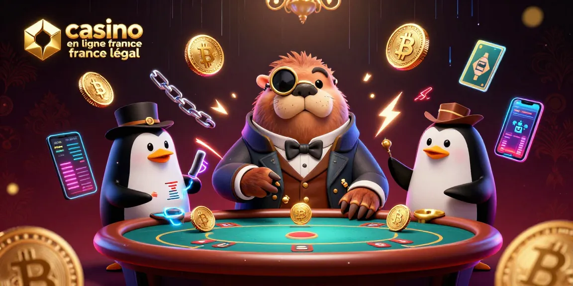 Illustration d'un morse victorieux jouant au poker entouré de crypto-monnaies, sur un casino en ligne France légal.