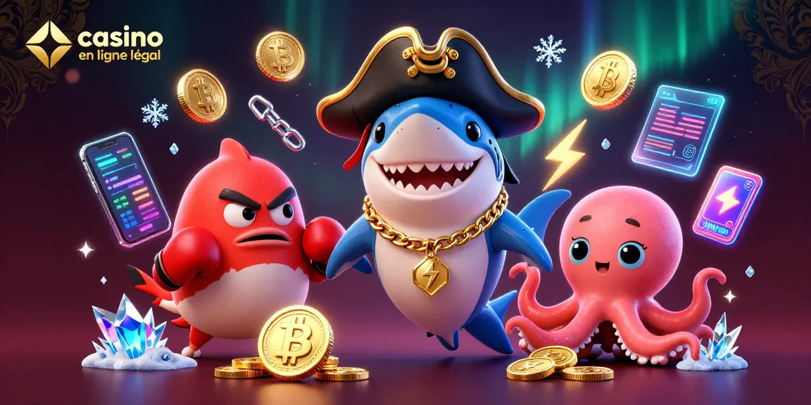 Rejoignez le plaisir avec casino en ligne légal en France : un requin pirate, un poisson-globe et une pieuvre jouant.
