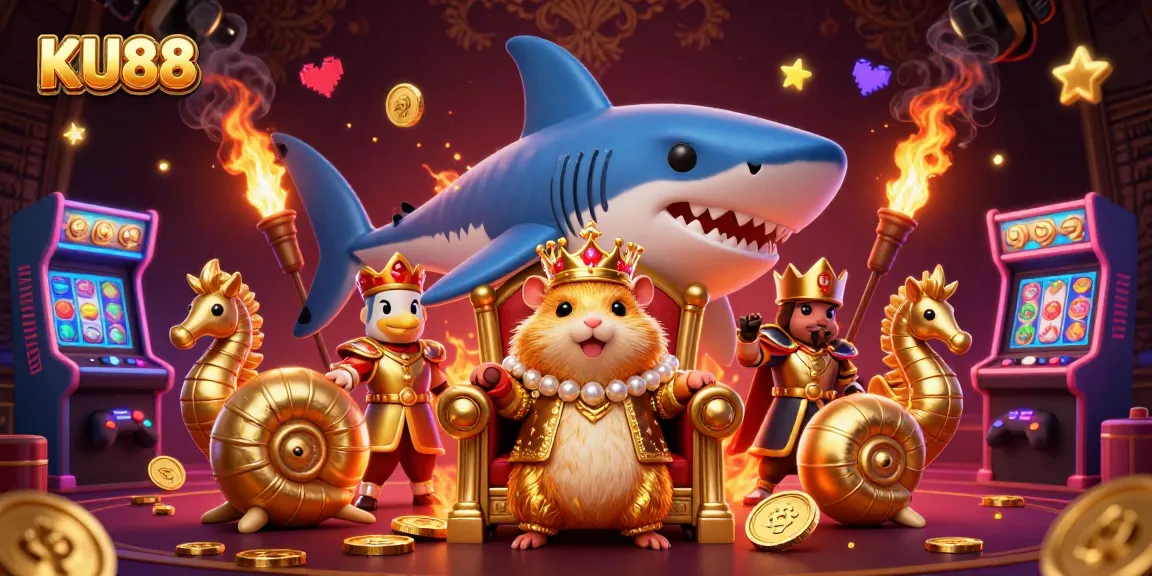 Engage with KU88's thrilling features through an adventurous king and his royal court in a vibrant casino realm.