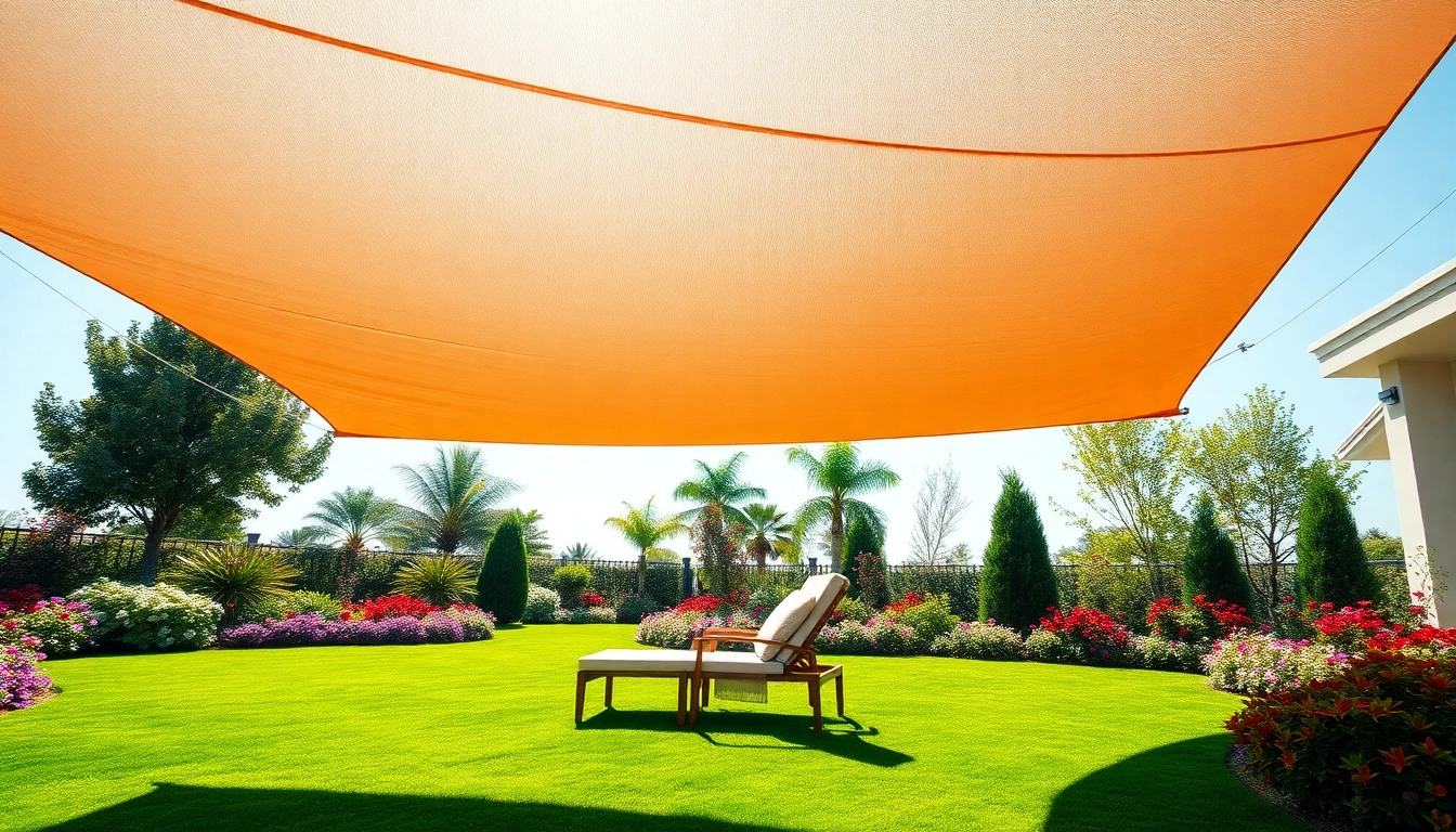 Enhance your outdoor space with elegant outdoor shades in a vibrant garden setting.