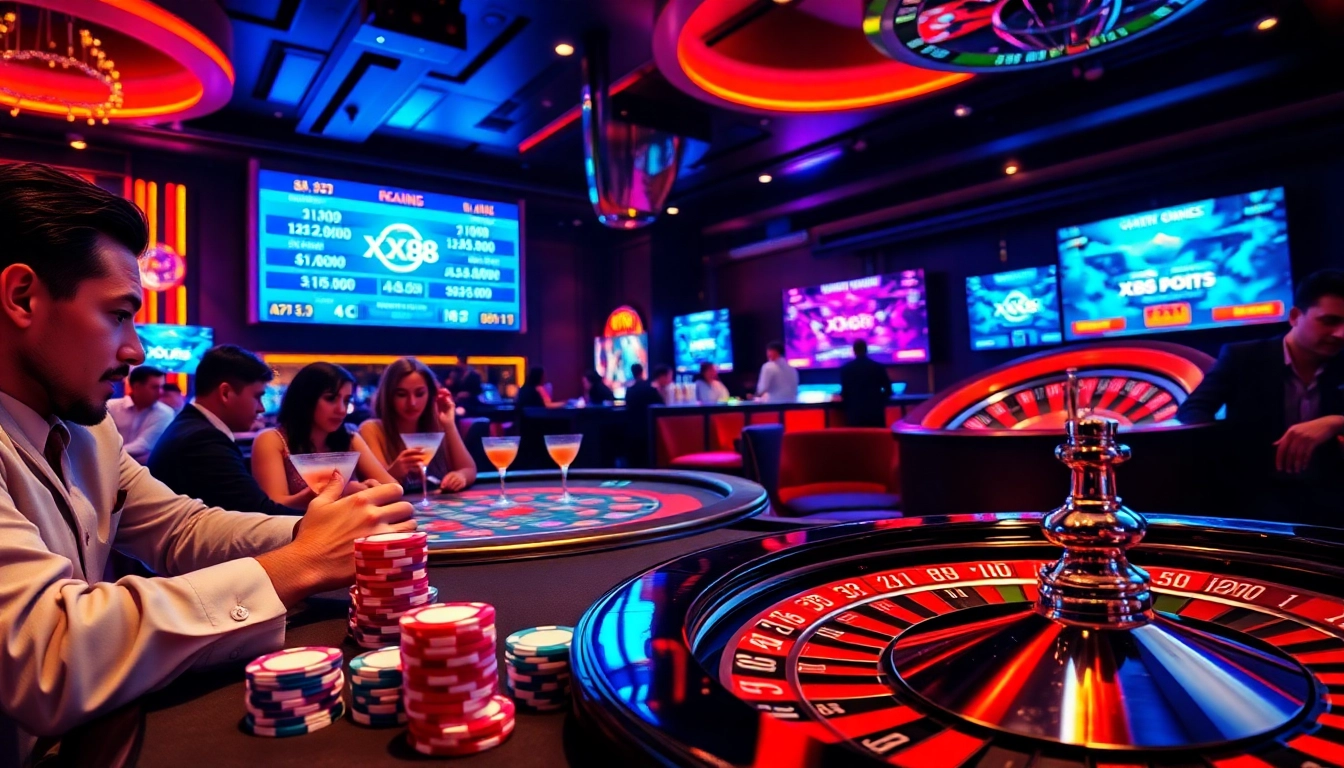 "Experience the thrill of gambling with XX88 Boats and casino tables bustling with eager players."