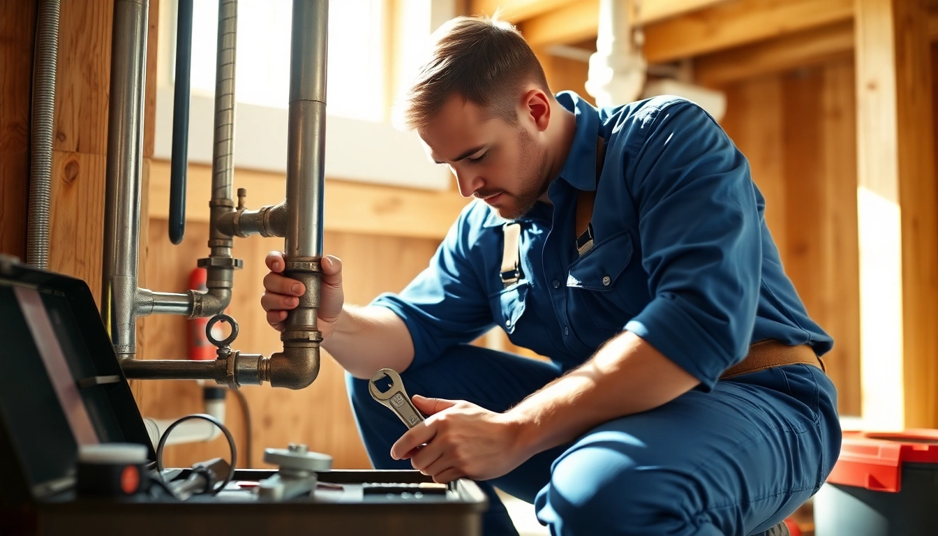 Plumbers Knightdale repairing a home plumbing system with professional tools.