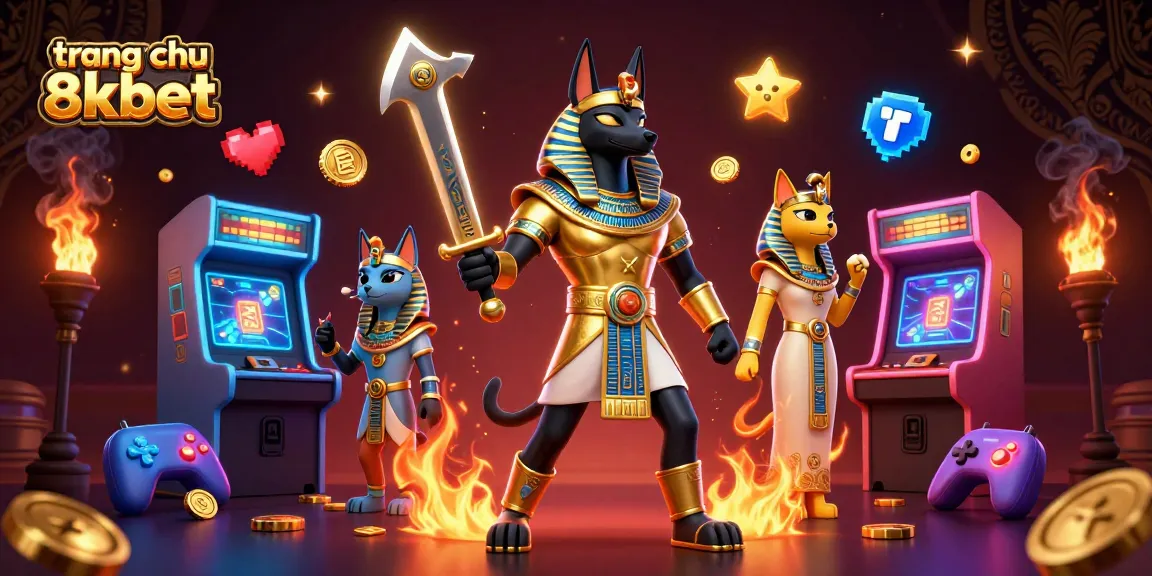 Engage with the vibrant world of trang chu 8xbet featuring ancient Egyptian themes, characters, and casino elements in action.