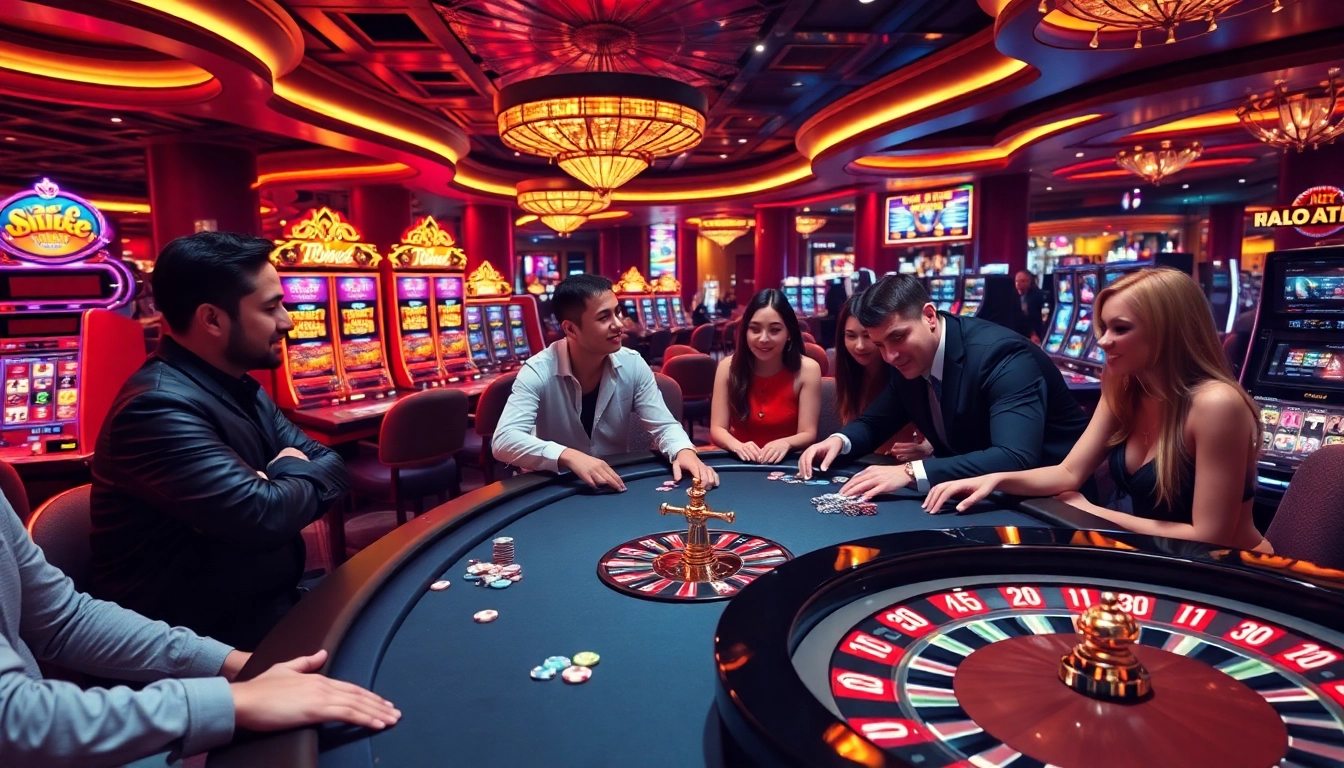 Toto togel game excitement at a luxurious casino with players betting and winning.