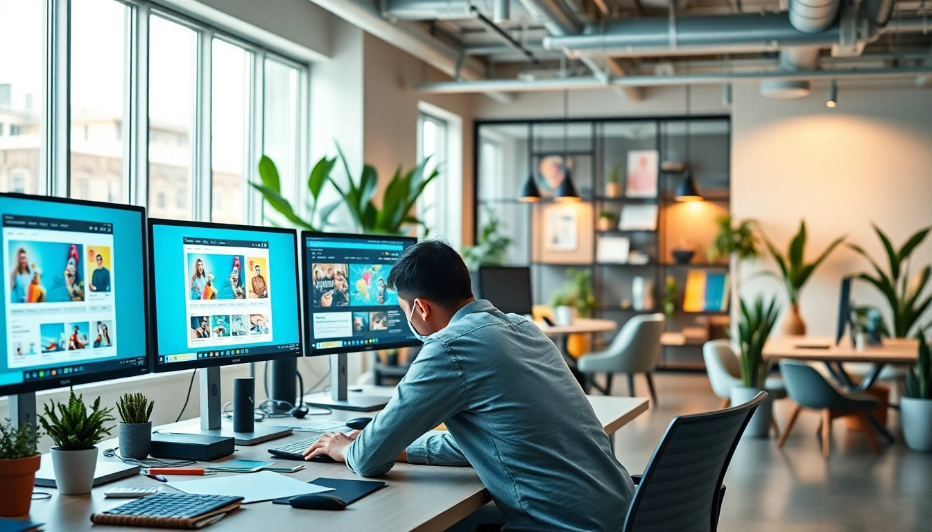 Creating exceptional Web Design Hereford with vibrant designs in a modern studio.