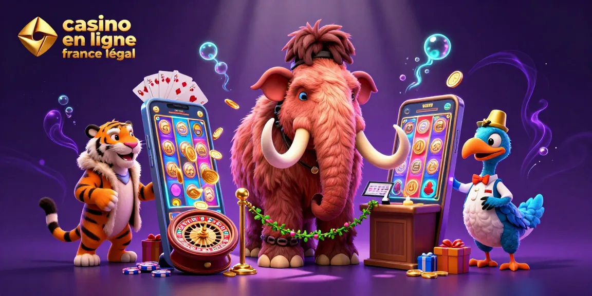 Une illustration 3D captivante représentant un mammouth bouncer et un tigre VIP, incluant le casino en ligne France légal.