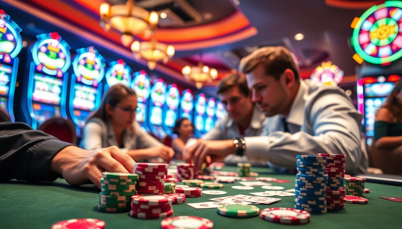 Interwin menghadirkan aksi mencengangkan di meja poker kasino yang meriah.