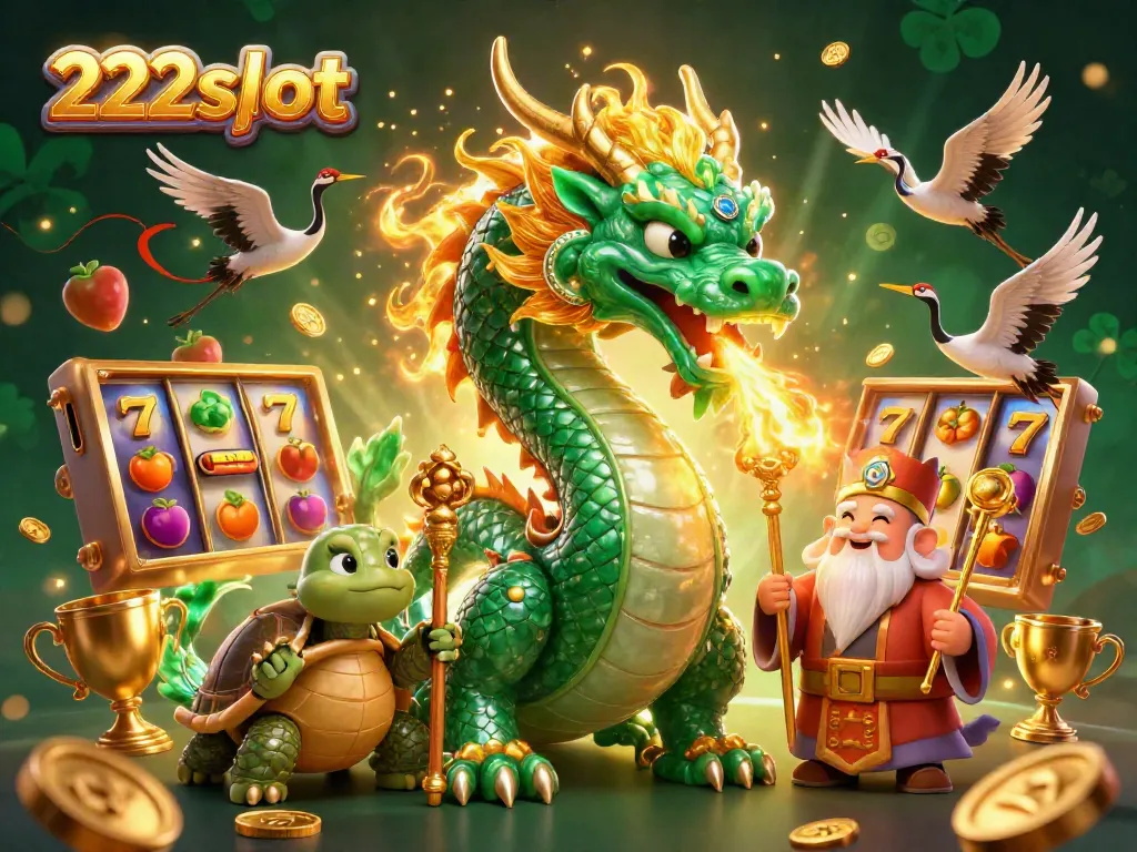 Permainan slot 222slot menampilkan naga giok dan kura-kura yang bijaksana, memberikan keberuntungan.