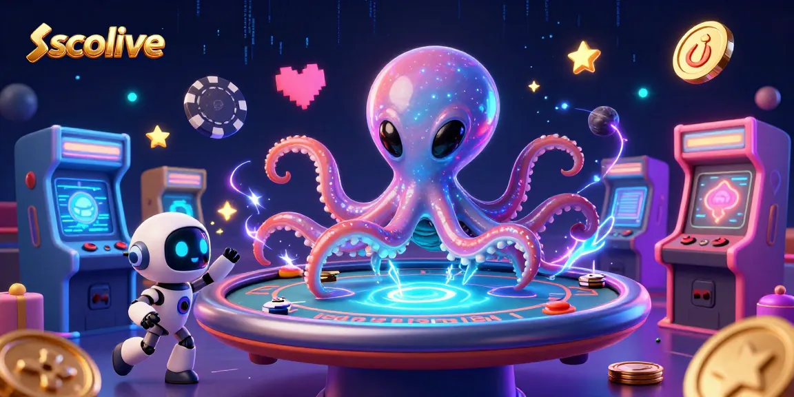 Socolive platform showcases 3D interactive gambling elements with vibrant aliens and glowing chips in a lively casino setting.