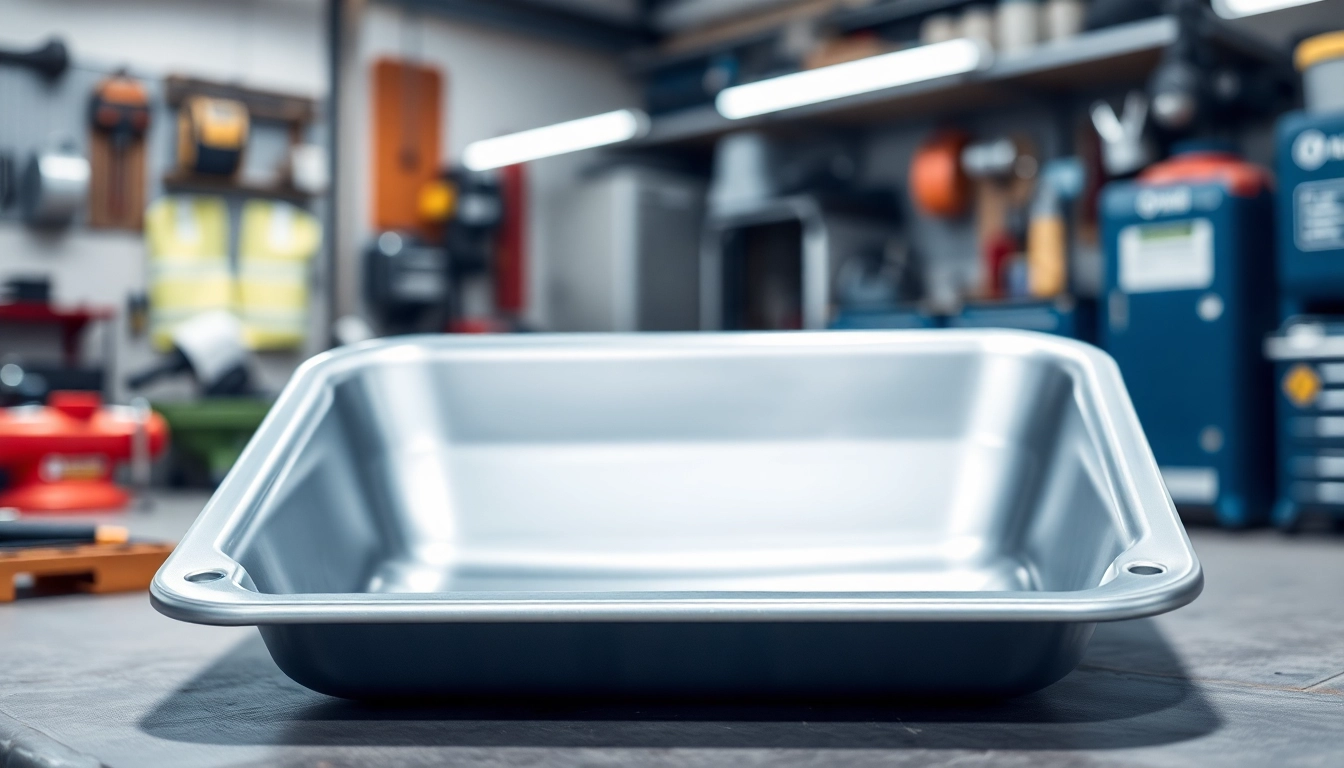Efficient oil drain pan designed for quick and clean oil changes in automotive workshops.