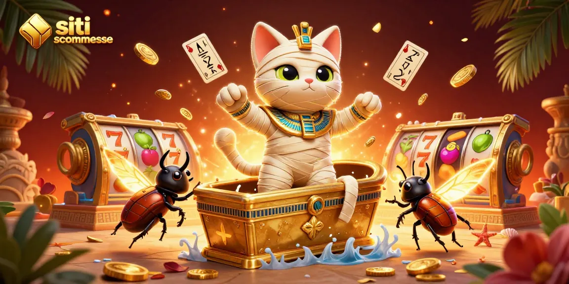 Scommetti sui siti scommesse con un micio egiziano e simboli fortunati in un casinò