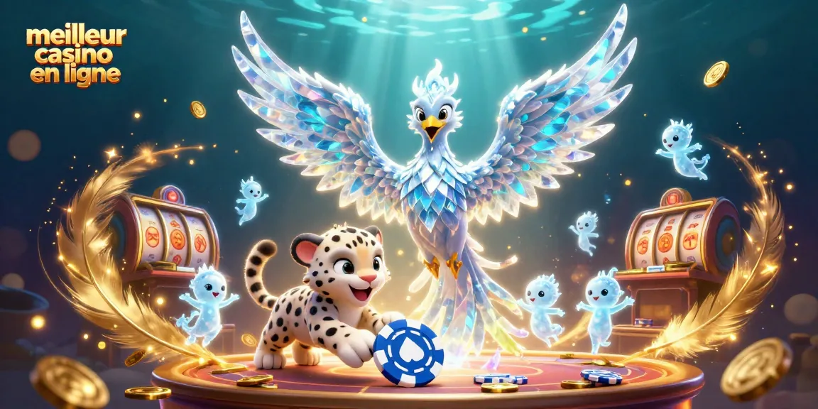 Découvrez les jeux au meilleur casino en ligne tout en jouant avec un phoenix de glace et des éléments de casino scintillants.