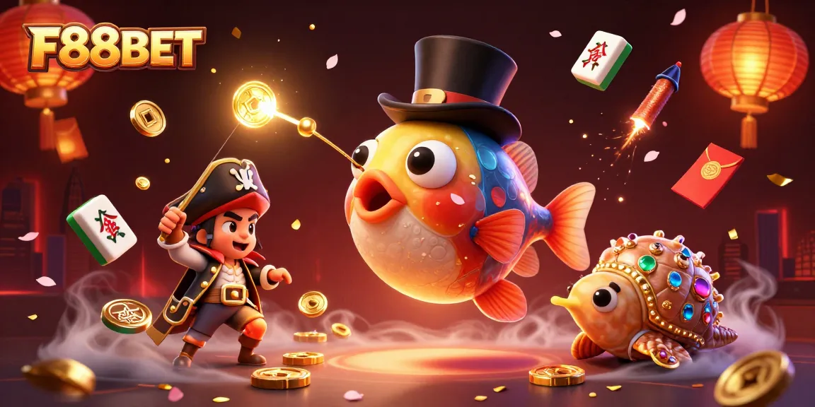 Experience thrilling wins at F88BET's vibrant casino scene with golden coins and festive elements.