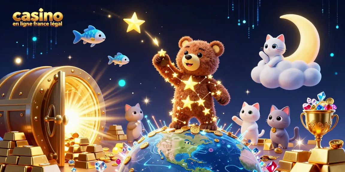 Profitez des trésors d'un casino en ligne légal en France avec une scène dynamique et colorée.