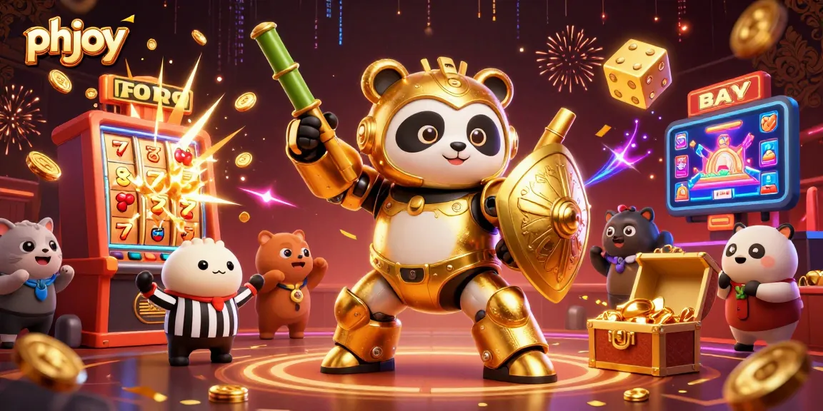Experience the excitement with phjoy, where the golden panda battles in a vibrant casino arena.