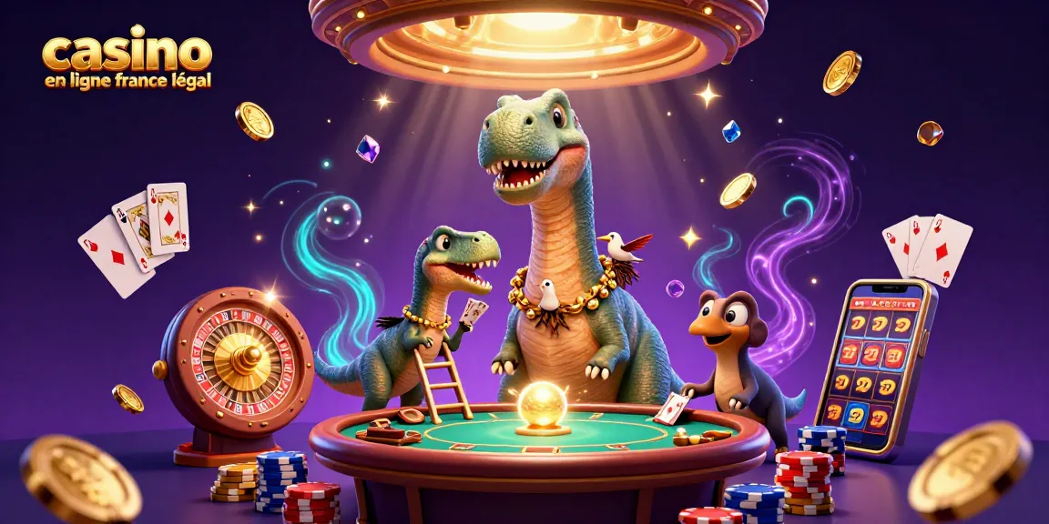 Jouez au casino en ligne légal en France avec des éléments de jeu captivants dans une illustration dynamique.
