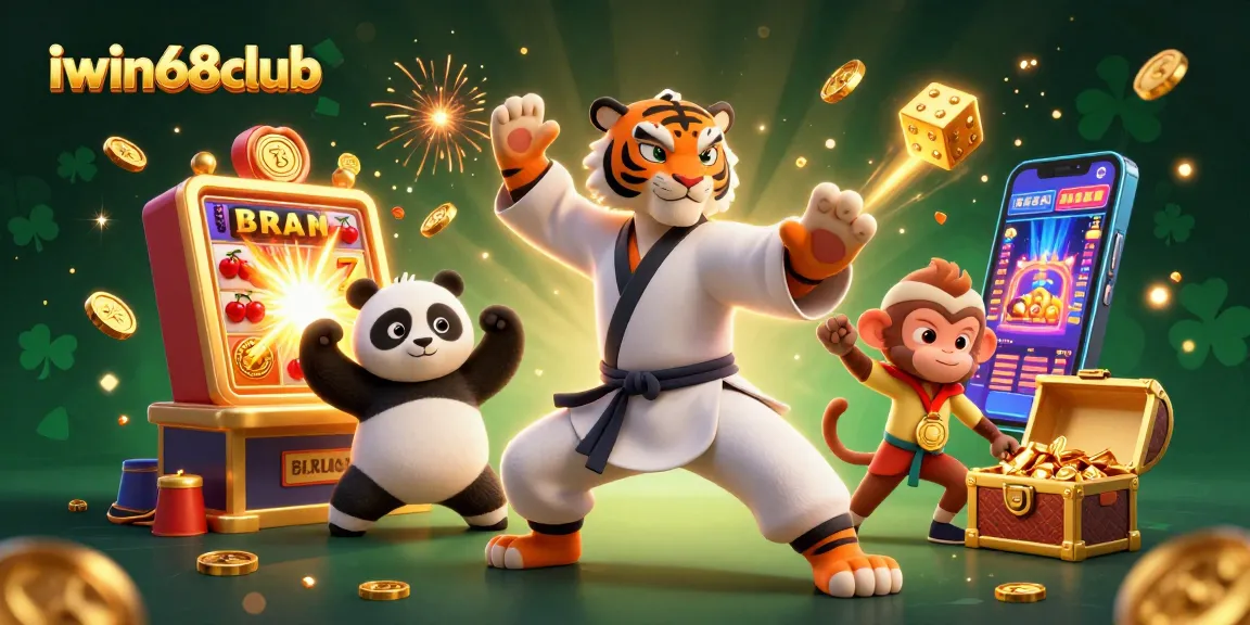 Experience the excitement of iwin68club with a lively casino scene featuring a kung fu tiger master and dynamic jackpot elements.
