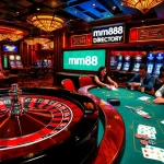 Excited players at a roulette table display the mm88 directory, showcasing vibrant casino energy and high-stakes gambling atmosphere.