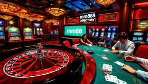 Excited players at a roulette table display the mm88 directory, showcasing vibrant casino energy and high-stakes gambling atmosphere.