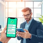 Facilitating communication through the whatsapp api on a smartphone in a modern office.