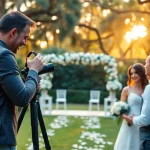 Photographer capturing beautiful wedding moments in Tampa's garden.