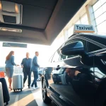 Taxi Nottingham to Birmingham Airport service at the bustling airport, highlighting convenience.
