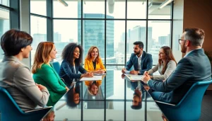 Financial advisor San Antonio collaborating with clients in a modern office setting.