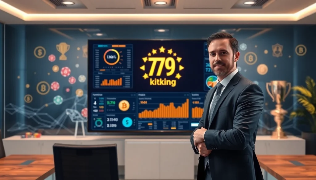 Современный цифровой интерфейс, демонстрирующий онлайн-платформу ставок 79king с элементами спорта и казино в 2025 году