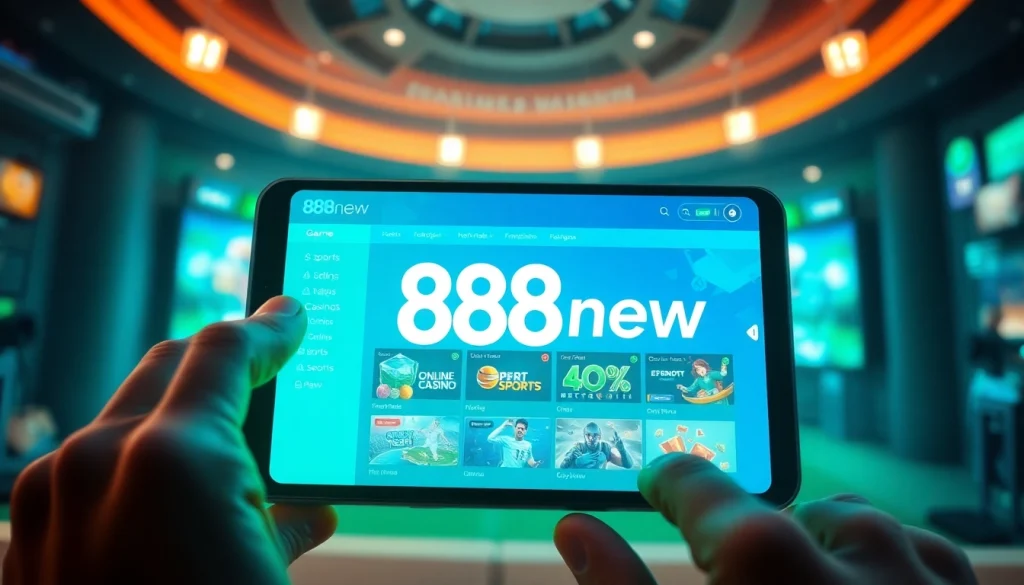 Interactive gaming experience at 888new showcasing sports betting and casino games.