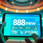 Interactive gaming experience at 888new showcasing sports betting and casino games.