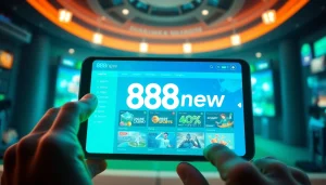 Interactive gaming experience at 888new showcasing sports betting and casino games.