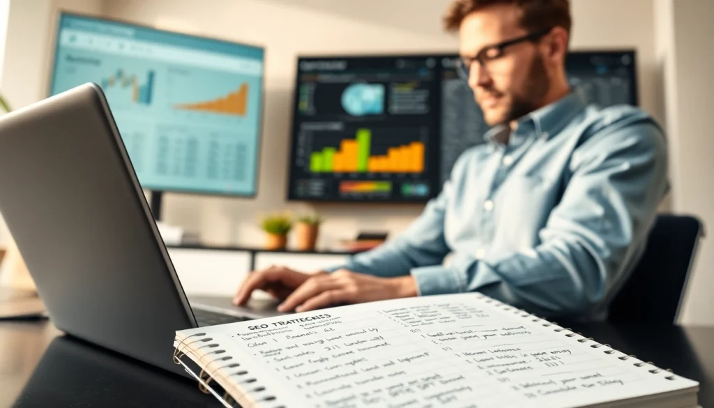 SEO expert demonstrating google thin content penalty recovery strategies in an office.