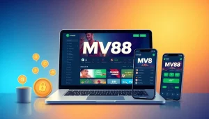 MV88 online betting platform interface showcasing secure USDT transactions in a professional setting.