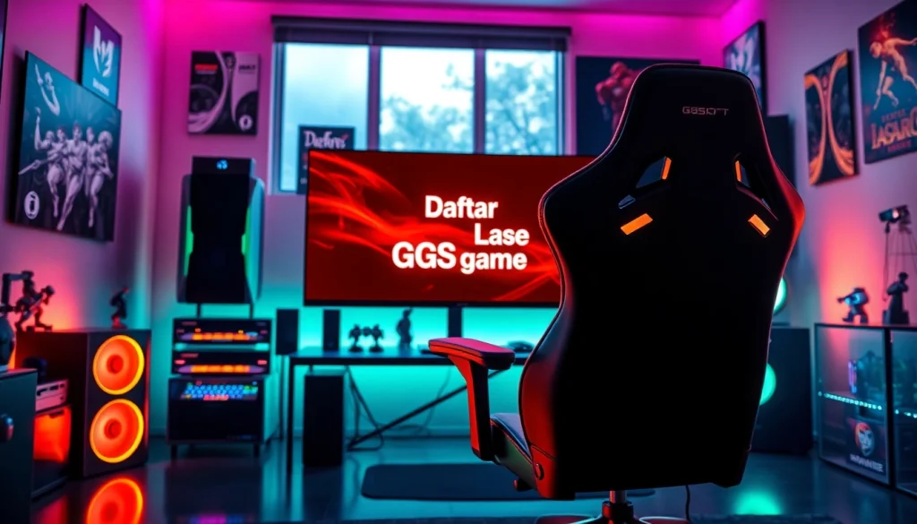 Menampilkan daftar ggsoft game pada monitor di ruang permainan modern dengan pencahayaan RGB.