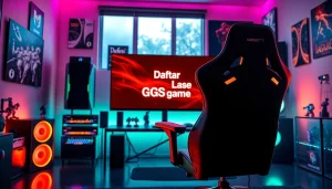 Menampilkan daftar ggsoft game pada monitor di ruang permainan modern dengan pencahayaan RGB.