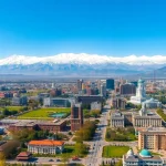 View of Almaty, Kazakhstan, embodying the essence of https://albmaftoh.com with mountains and vibrant city life.