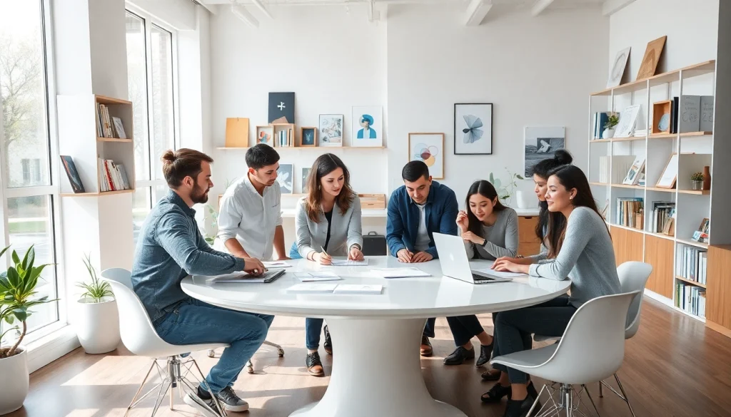 Bekijk creatieve samenwerking bij https://www.stofnodig.nl in een moderne studio met designprofessionals.
