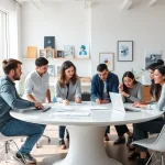 Bekijk creatieve samenwerking bij https://www.stofnodig.nl in een moderne studio met designprofessionals.