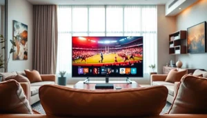 Watch captivating content on the TV88 in a stylish living room setting.