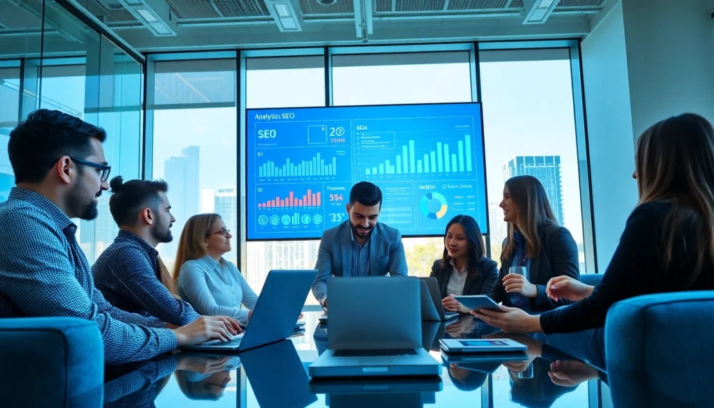 Engage with expert seo services in a collaborative office setting showcasing analytics.