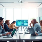 Team providing Managed IT Services with collaborative technology in a modern office.