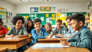 Students engaged in Education activities in a vibrant classroom filled with learning materials.