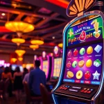 Mainkan slot gacor di mesin slot modern yang bercahaya di kasino mewah.