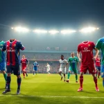 Explore football kits on athletes in action, showcasing vibrant designs during a match.