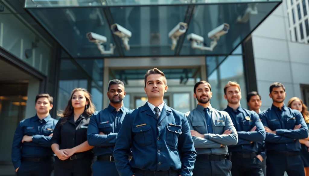 Security Company team ensuring safety at a modern facility with high-tech equipment.