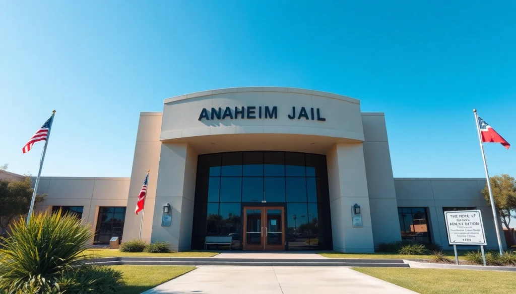 Captivating view of the Anaheim Jail police station highlighting its entrance and surroundings.