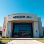 Captivating view of the Anaheim Jail police station highlighting its entrance and surroundings.
