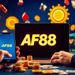AF88 online betting platform interface showcasing customer support and gaming elements.