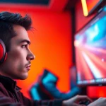 Engage with the gaming world at https://rusia777.com through an intense gaming setup featuring a focused player.